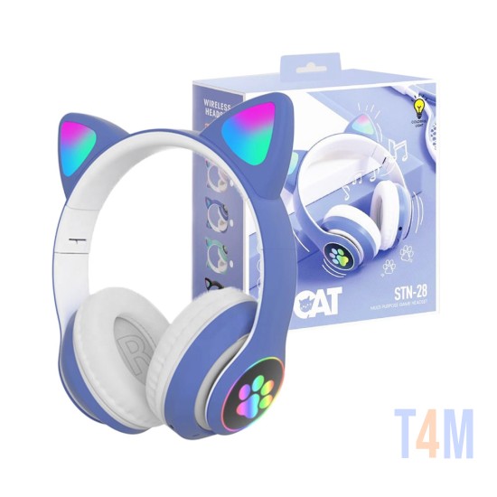 Auriculares Inalámbricos Gato RGB Moxom STN-28 Azul